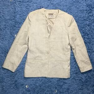 VINTAGE Single Button Blazer Size 8P Women’s Retro Off White Cream Formal Y2K'
